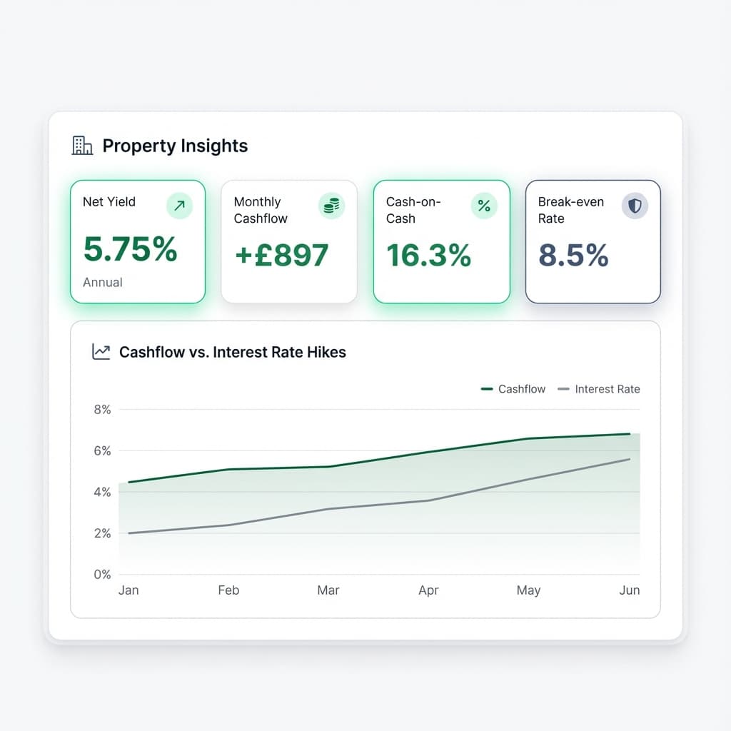 RealYield Dashboard Interface showing Net Yield and Cashflow analysis